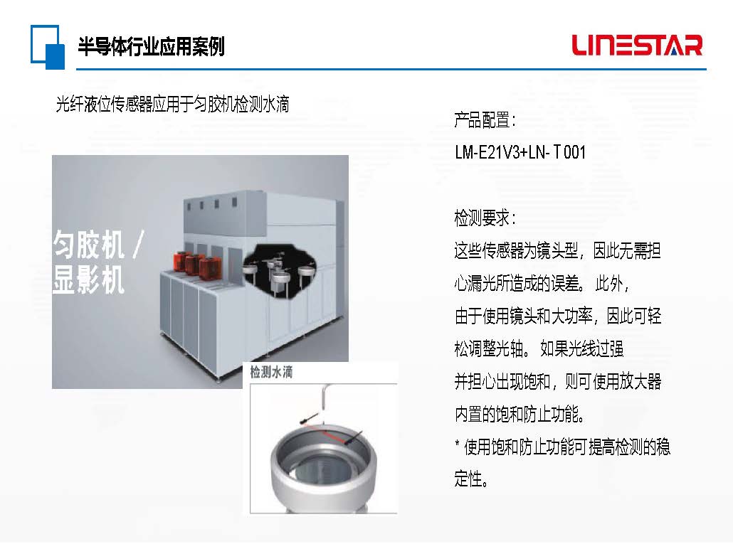 光纤液位传感器应用于匀胶机检测水滴